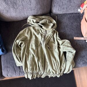 Maurices Sage Green Zip-Up Jacket